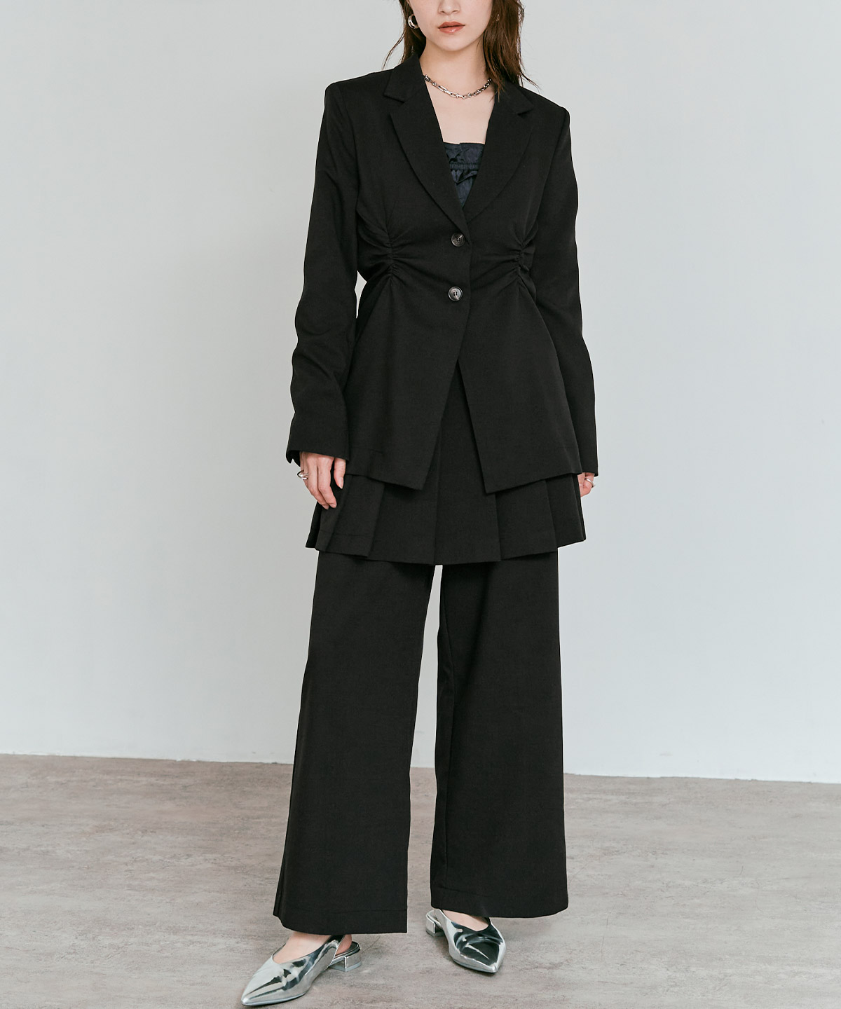 リンクルフリーツイルスカートパンツ 全3色