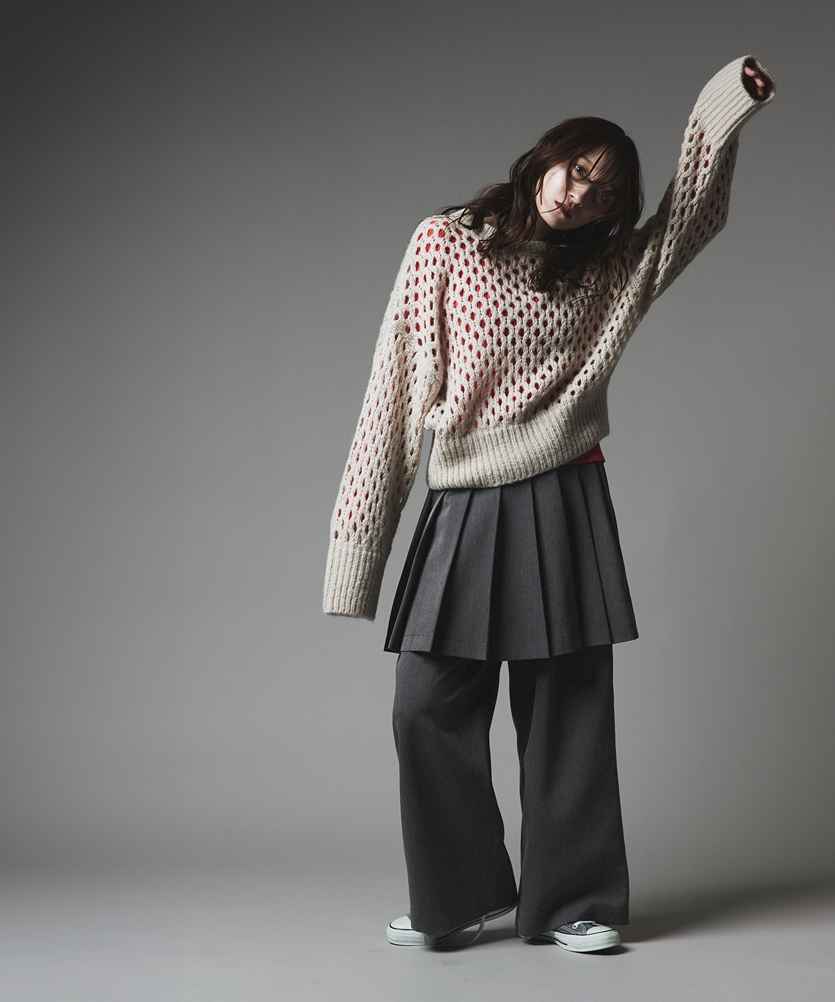 リンクルフリーツイルスカートパンツ 全3色