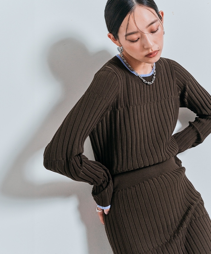 切り替えリブニットトップス 全4色 【SALE】 | トップス,ニット