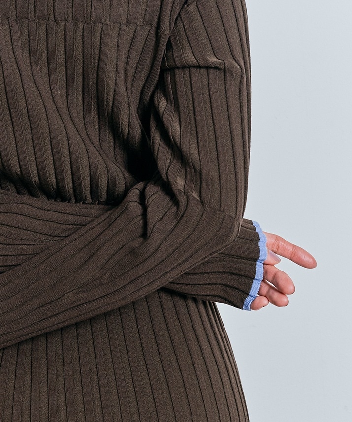 切り替えリブニットトップス 全4色 【SALE】