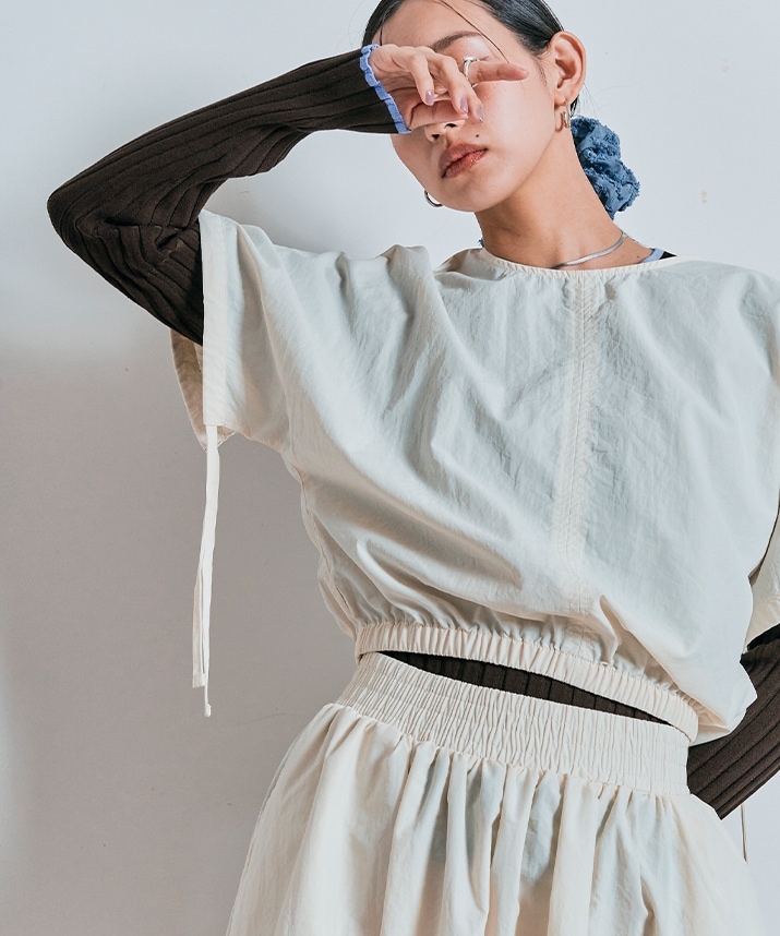 切り替えリブニットトップス 全4色 【SALE】