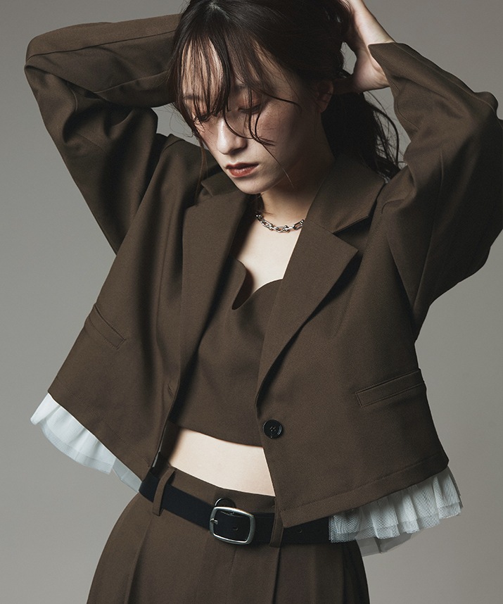 ストレッチソフトツイルチュール付きジャケット 全4色 | アウター