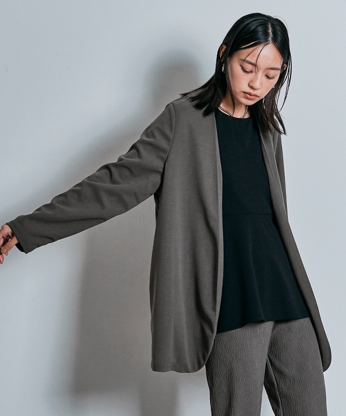 ノーカラーオバーシルエットジャケット 全3色 【SALE】