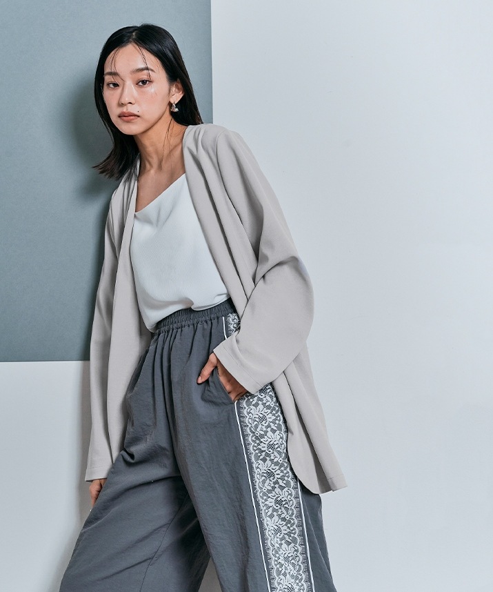 ノーカラーオバーシルエットジャケット 全3色 【SALE】