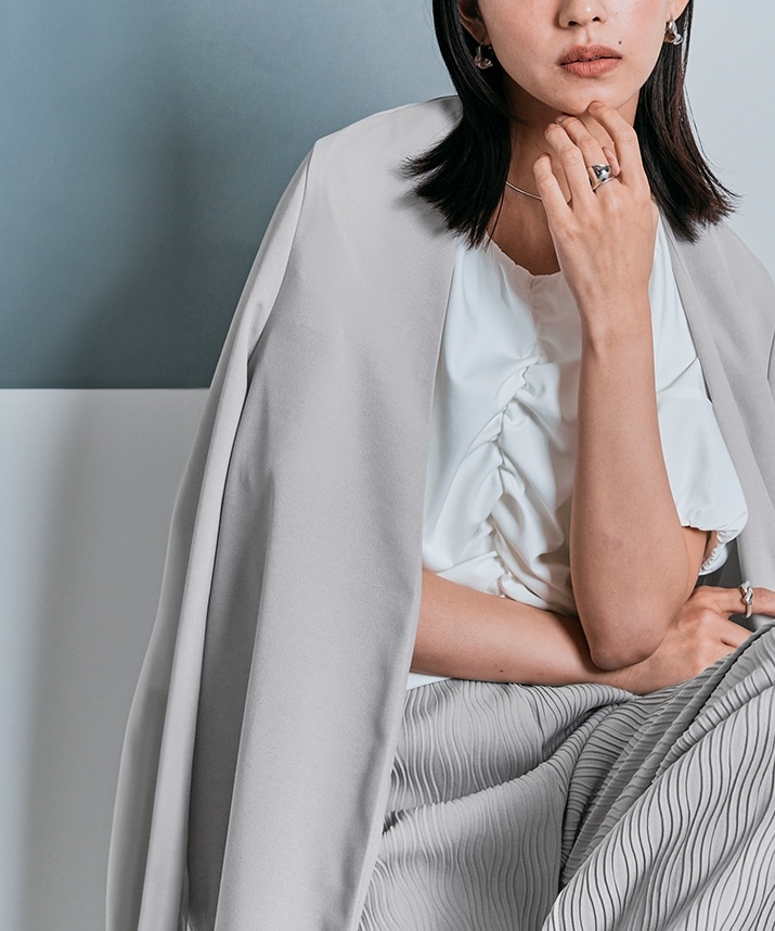 ノーカラーオバーシルエットジャケット 全3色 【SALE】