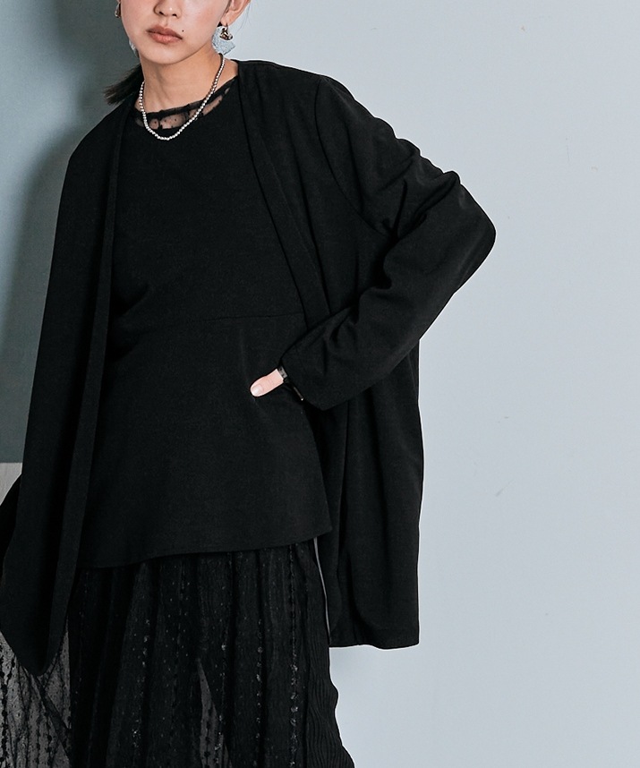 ノーカラーオバーシルエットジャケット 全3色 【SALE】