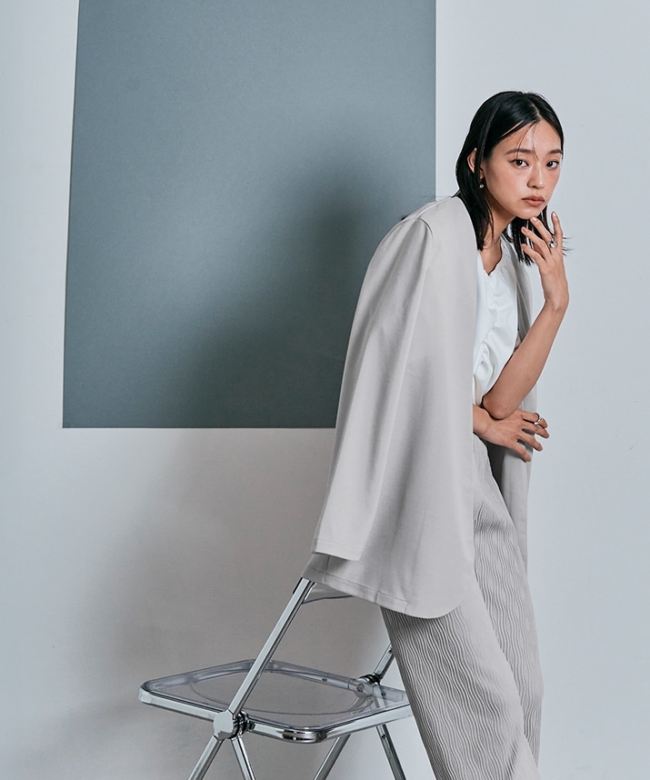 ノーカラーオバーシルエットジャケット 全3色 【SALE】