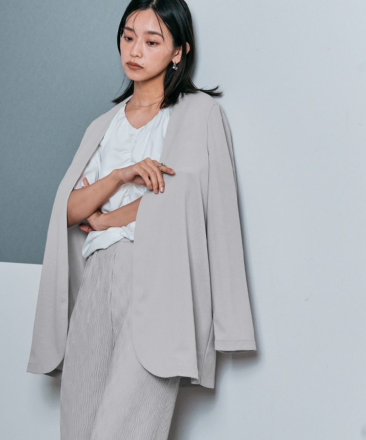 ノーカラーオバーシルエットジャケット 全3色 【SALE】