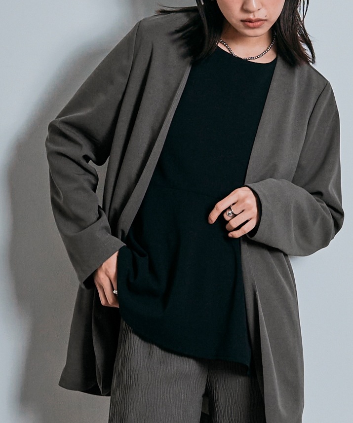 ノーカラーオバーシルエットジャケット 全3色 【SALE】