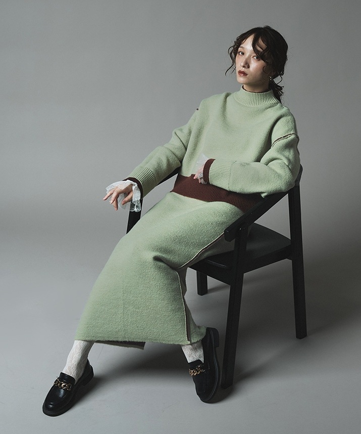 リバーシブルバイカラーニットスカート 全3色 | ボトムス | W:Huku