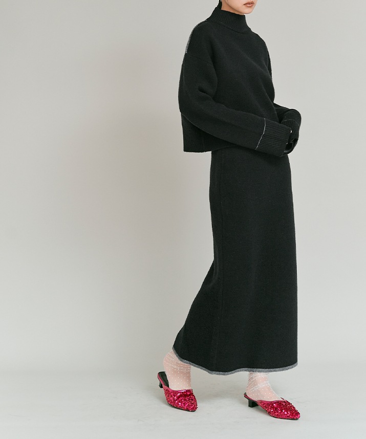 リバーシブルバイカラーニットスカート 全3色 | ボトムス | W:Huku