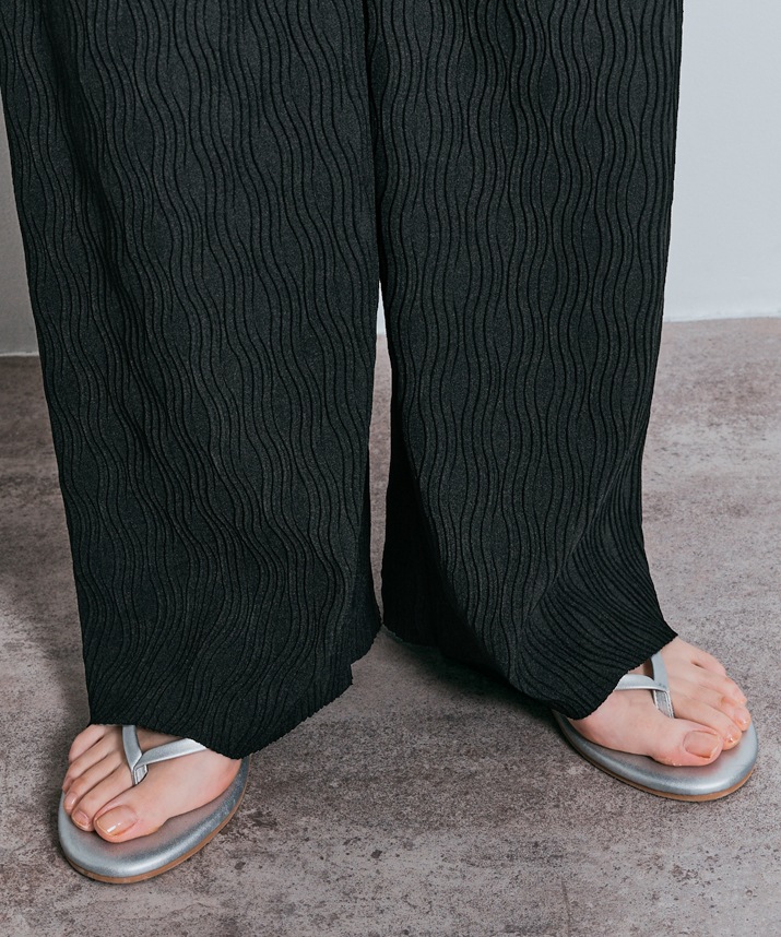ハイウエストウェーブプリーツパンツ 全3色 2サイズ