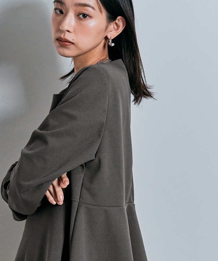 ロングスリーブペプラムブラウス 全3色 2サイズ