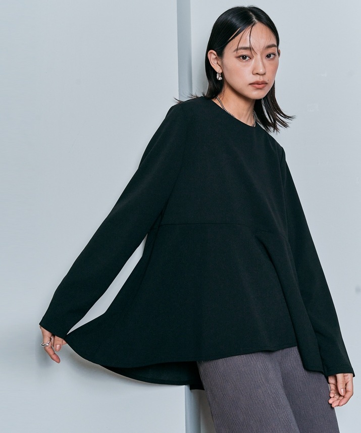 ロングスリーブペプラムブラウス 全3色 2サイズ