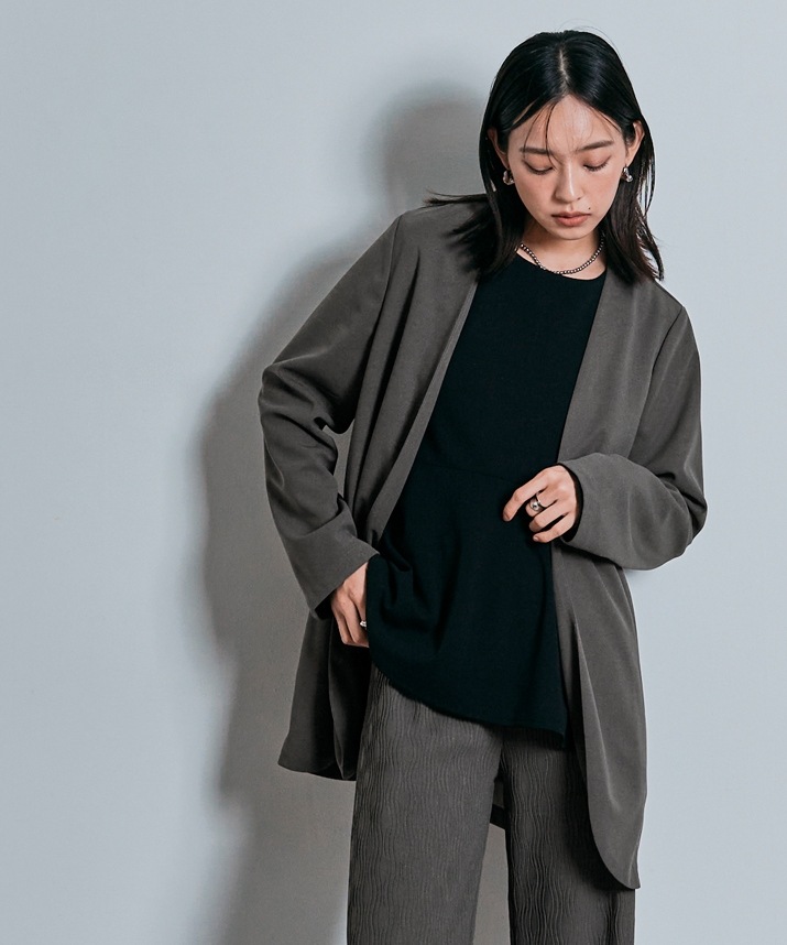 ロングスリーブペプラムブラウス 全3色 2サイズ