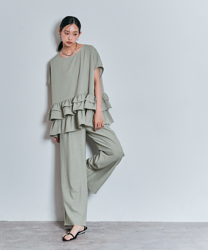 ワイドシルエットスラックスパンツ 全5色 2サイズ 【SALE】