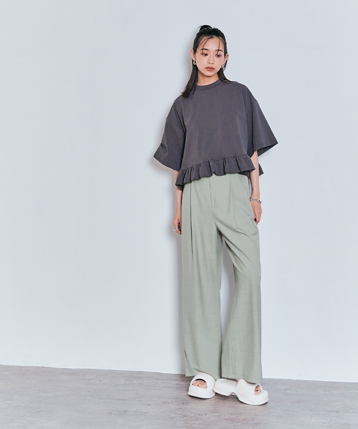 ワイドシルエットスラックスパンツ 全5色 2サイズ 【SALE】