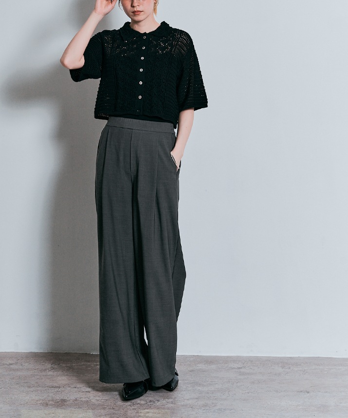 ワイドシルエットスラックスパンツ 全5色 2サイズ 【SALE】