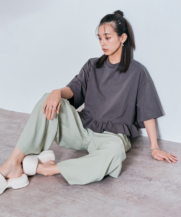 ワイドシルエットスラックスパンツ 全5色 2サイズ 【SALE】