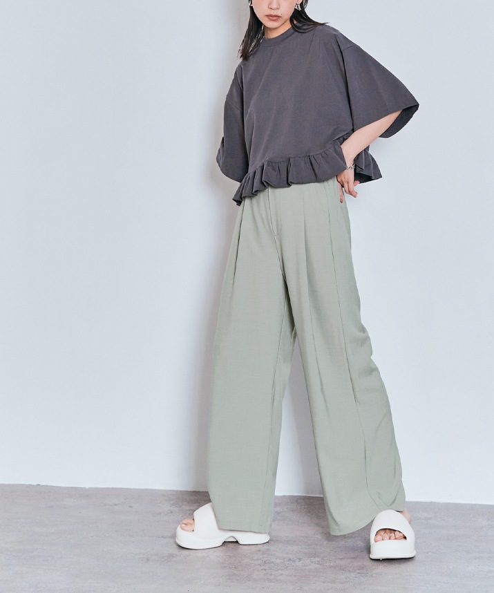 ワイドシルエットスラックスパンツ 全5色 2サイズ 【SALE】