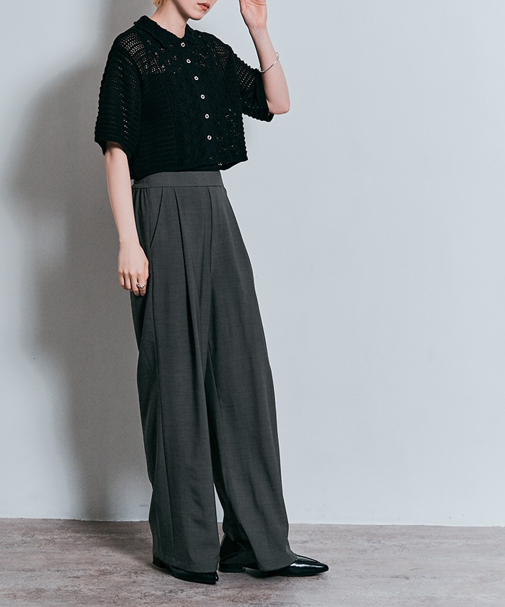 ワイドシルエットスラックスパンツ 全5色 2サイズ 【SALE】