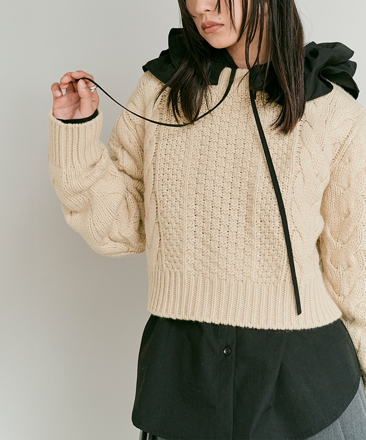 ウールショートケーブルニット 全3色 | トップス,ニット | W:Huku