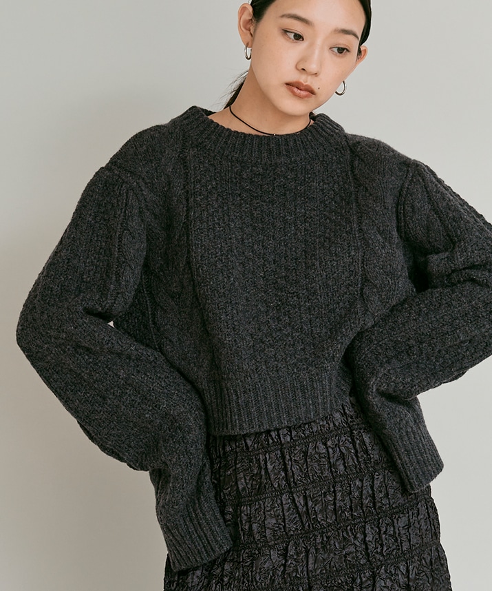 ウールショートケーブルニット 全3色 | トップス,ニット | W:Huku