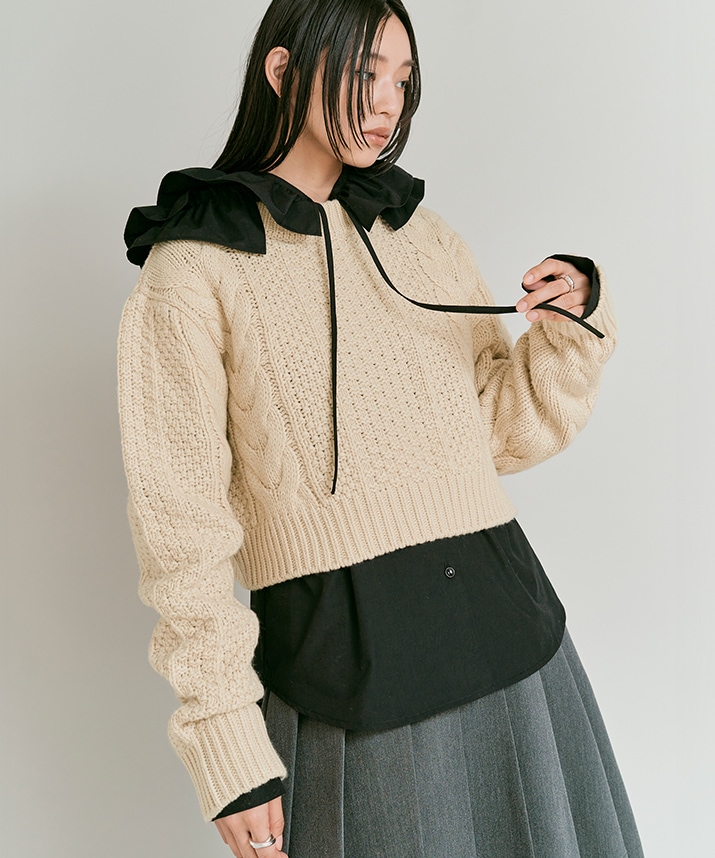 ウールショートケーブルニット 全3色 | トップス,ニット | W:Huku