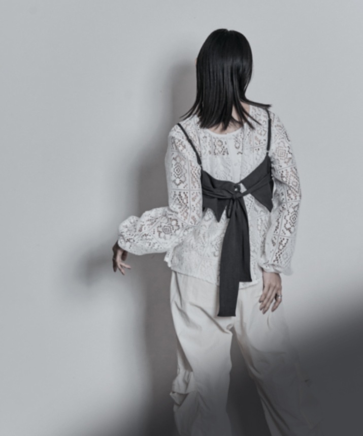 litmus リボンビスチェ　ホワイト FREAK'S STORE/インド リボン キャミ ビスチェ【限定展開