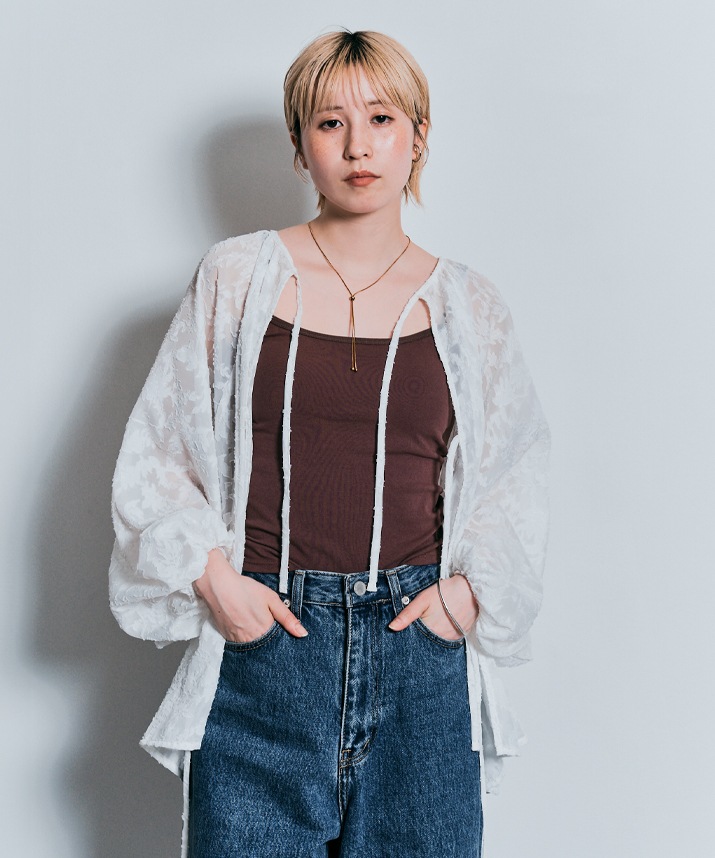 sacai ホワイト ジャガードレースブラウス ジャガードレースブラウス 全3色 2サイズ 【SALE】 | トップス
