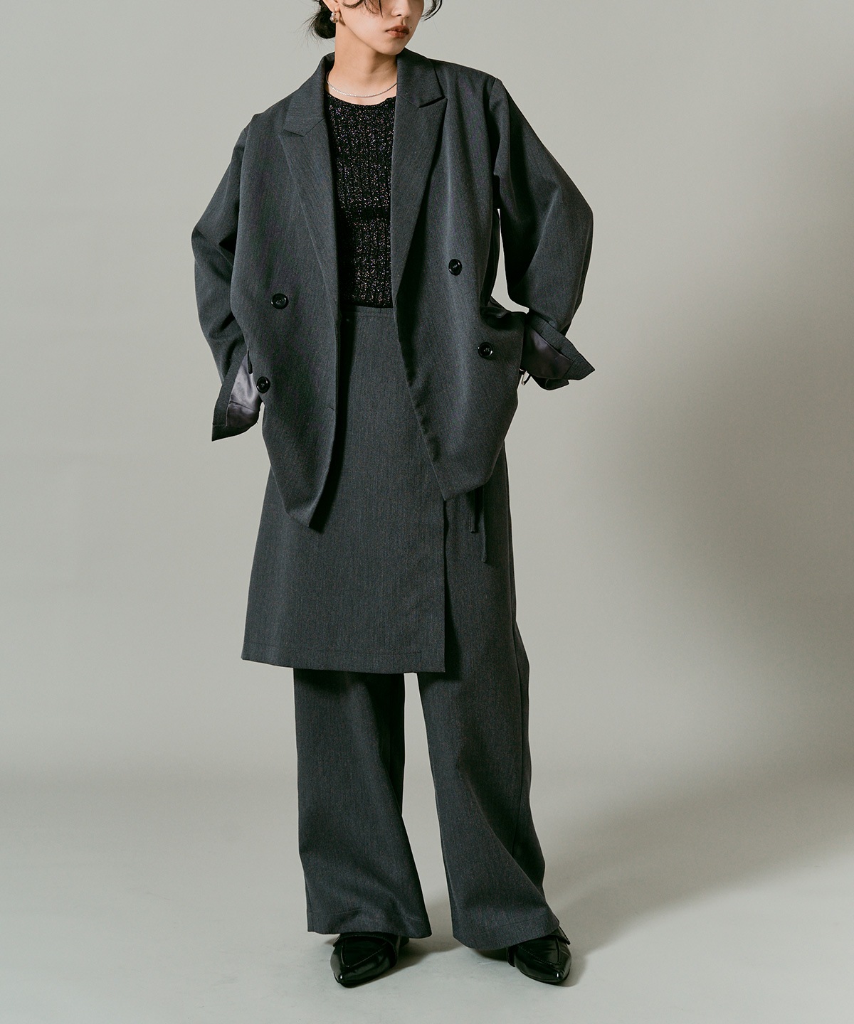 クラシカルツイルレイヤードスラックス 全4色 2サイズ