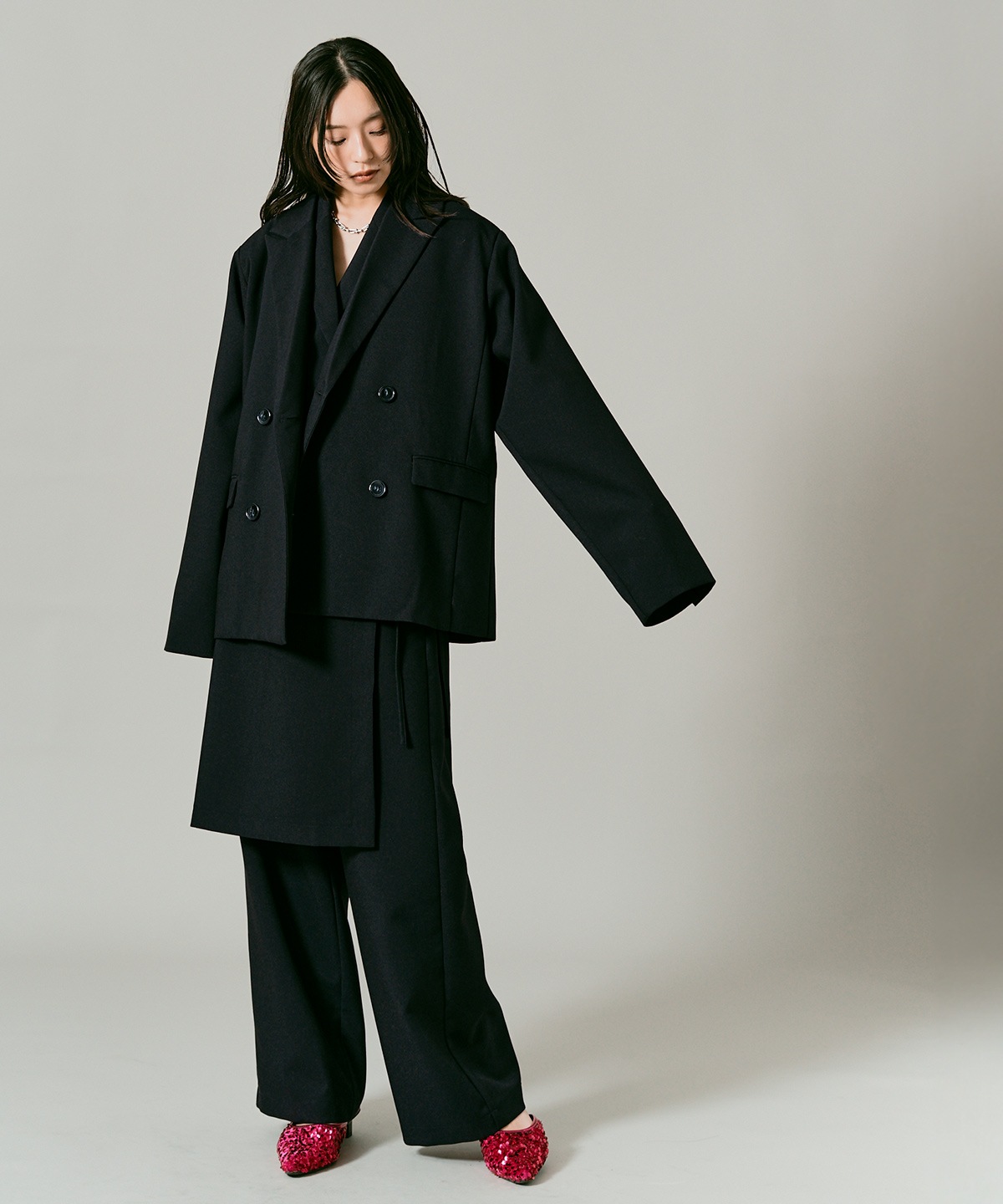 クラシカルツイルレイヤードスラックス 全4色 2サイズ