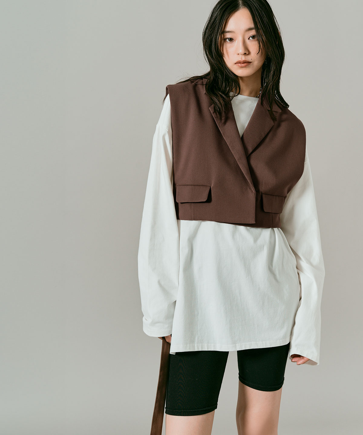 クラシカルツイルダブルショートベスト 全4色