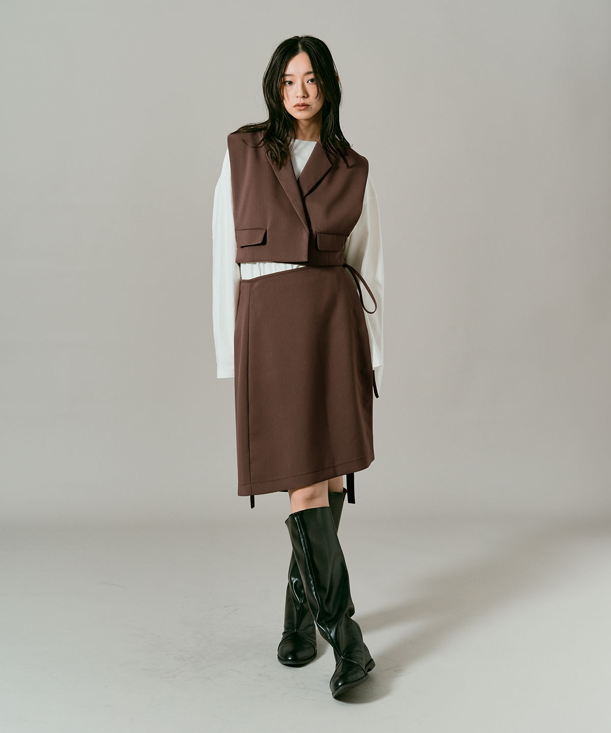 クラシカルツイルダブルショートベスト 全4色