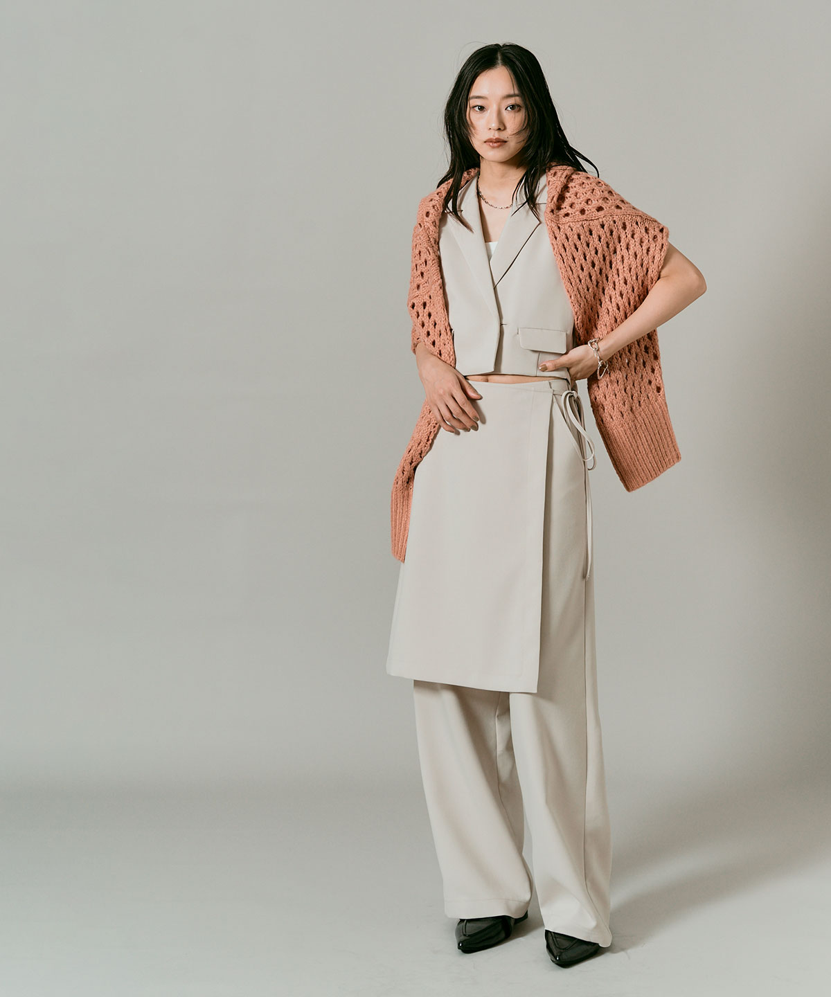 クラシカルツイルダブルショートベスト 全4色