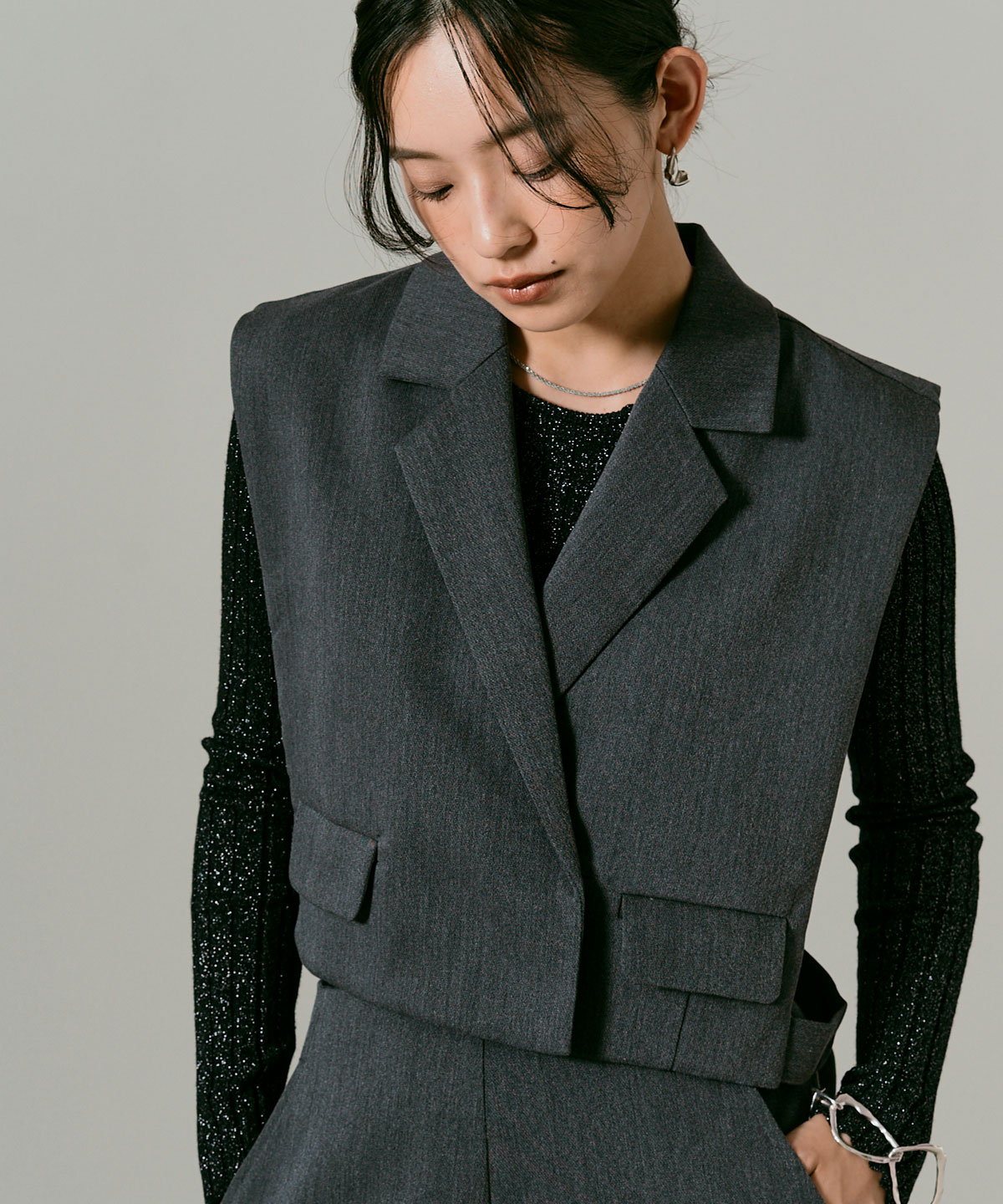 クラシカルツイルダブルショートベスト 全4色