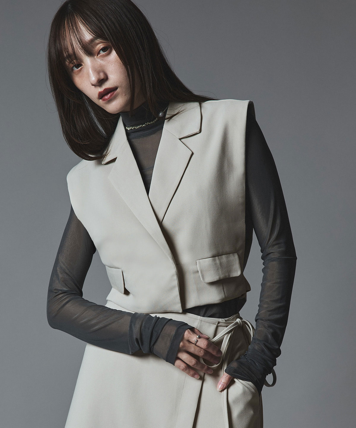 クラシカルツイルダブルショートベスト 全4色