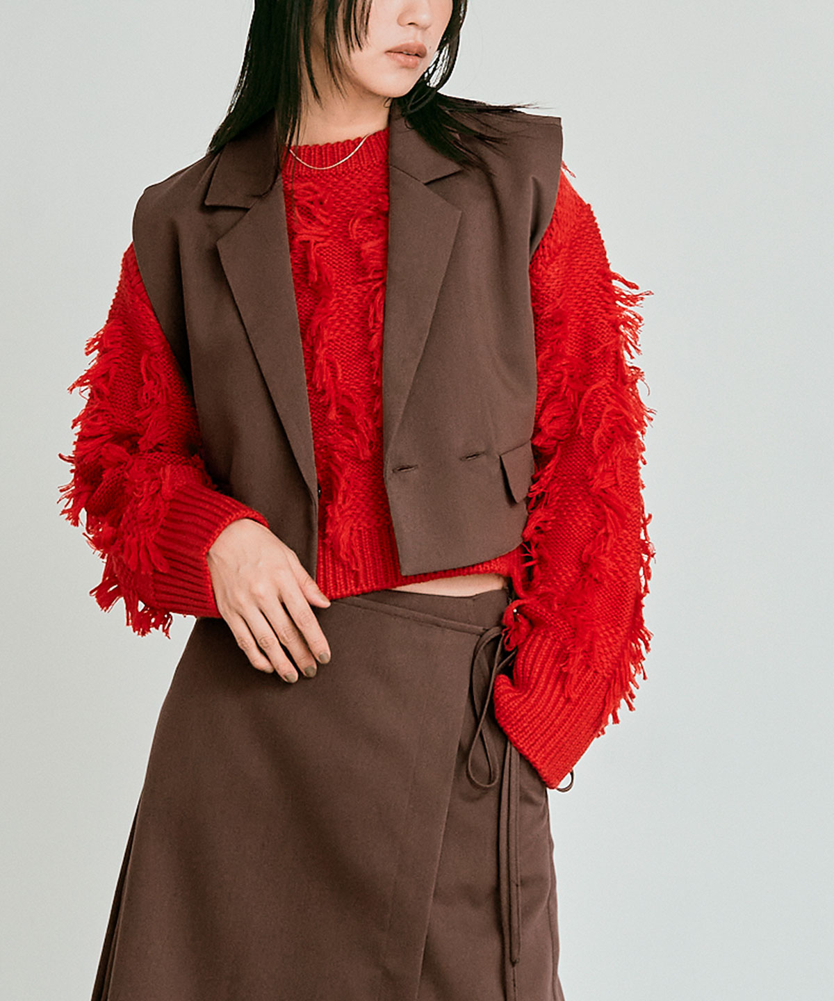 クラシカルツイルダブルショートベスト 全4色