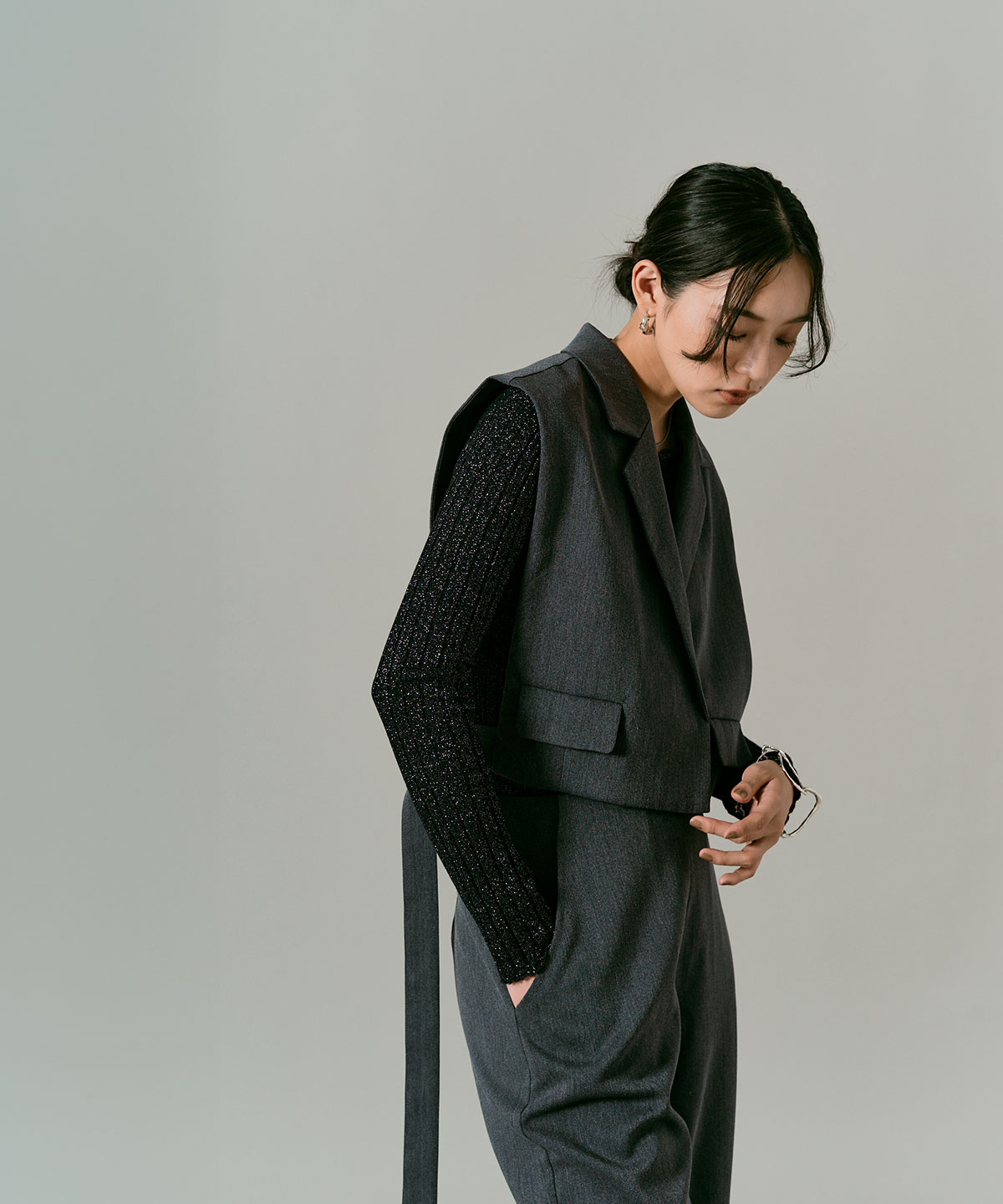 クラシカルツイルダブルショートベスト 全4色