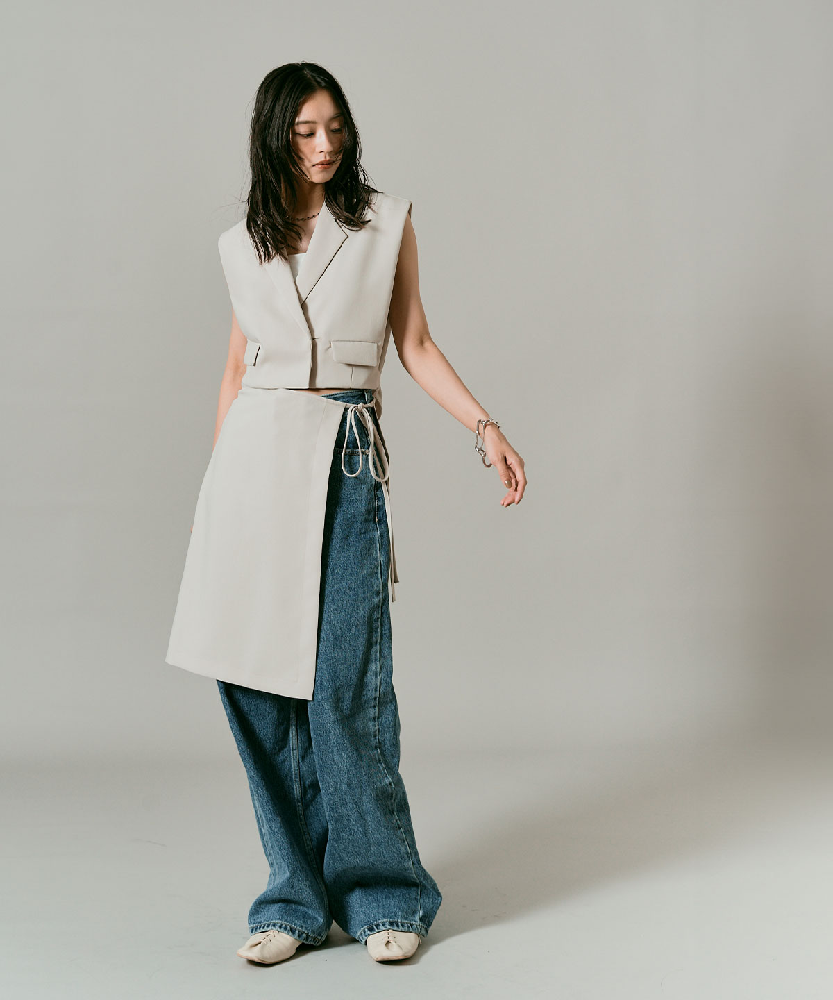 クラシカルツイルダブルショートベスト 全4色