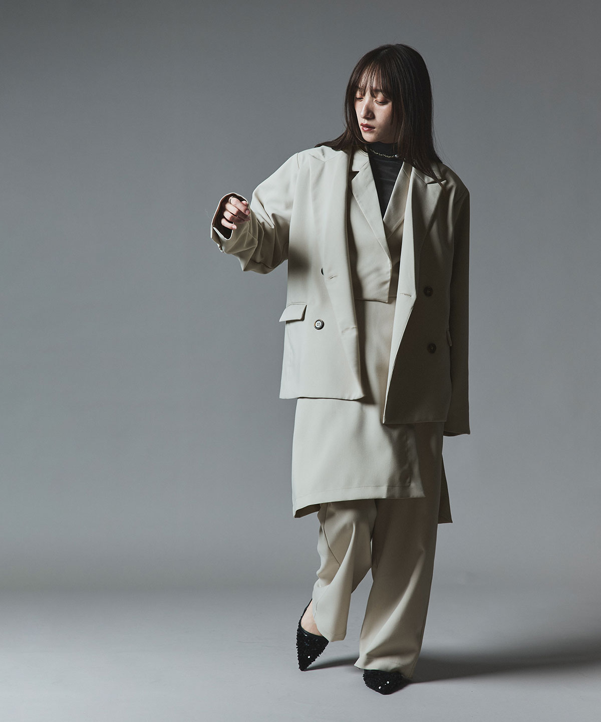 クラシカルツイルダブルショートベスト 全4色