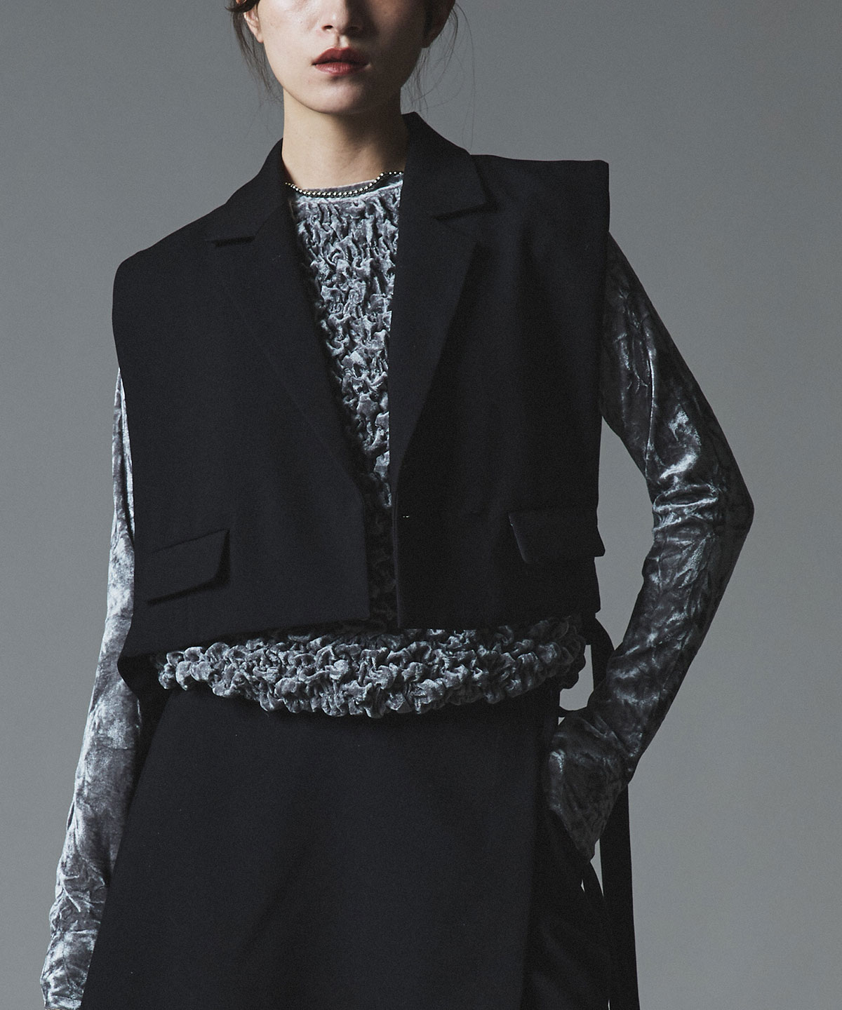 クラシカルツイルダブルショートベスト 全4色