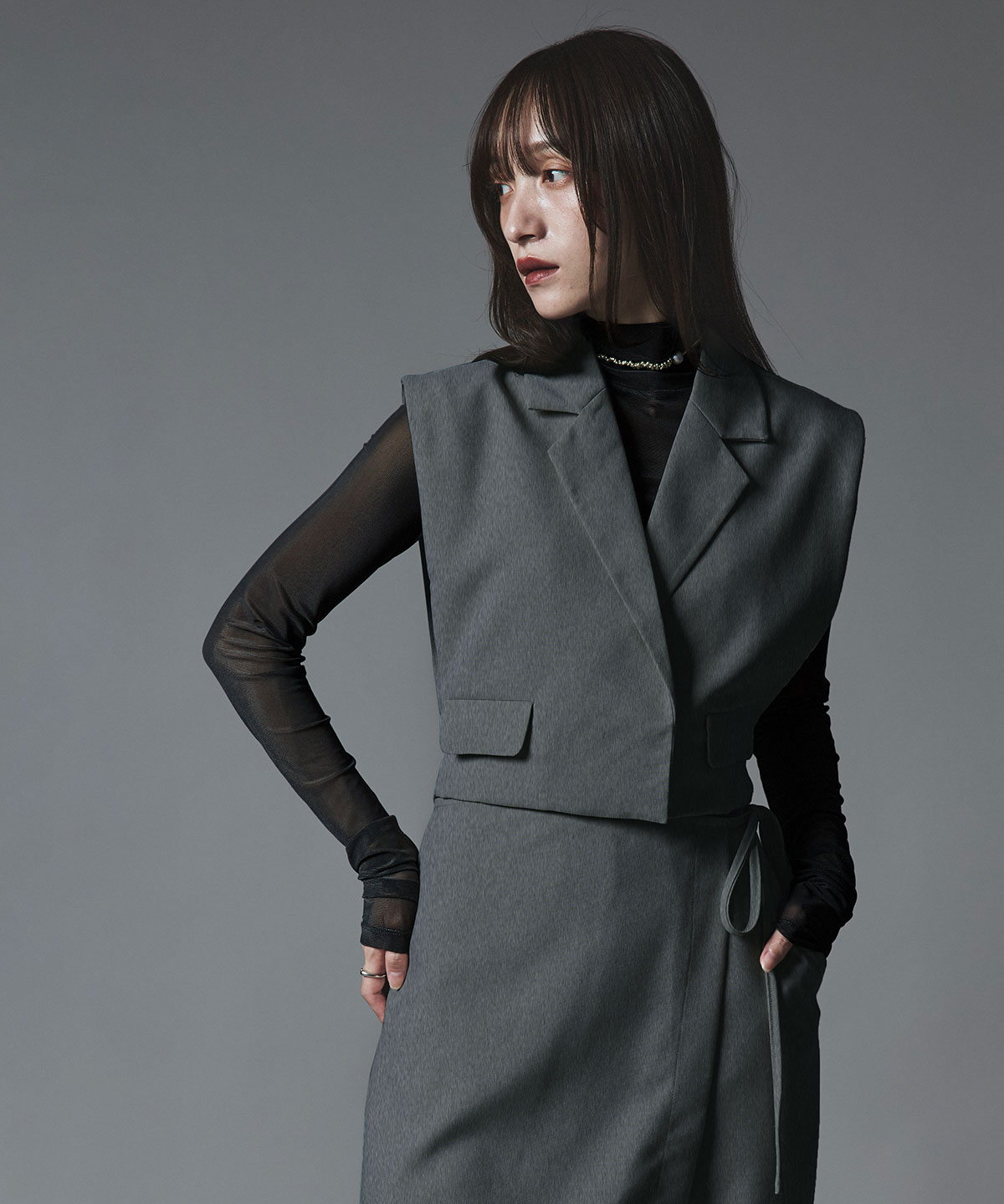 クラシカルツイルダブルショートベスト 全4色