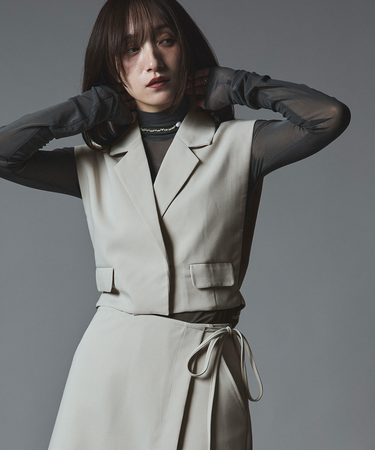 クラシカルツイルダブルショートベスト 全4色