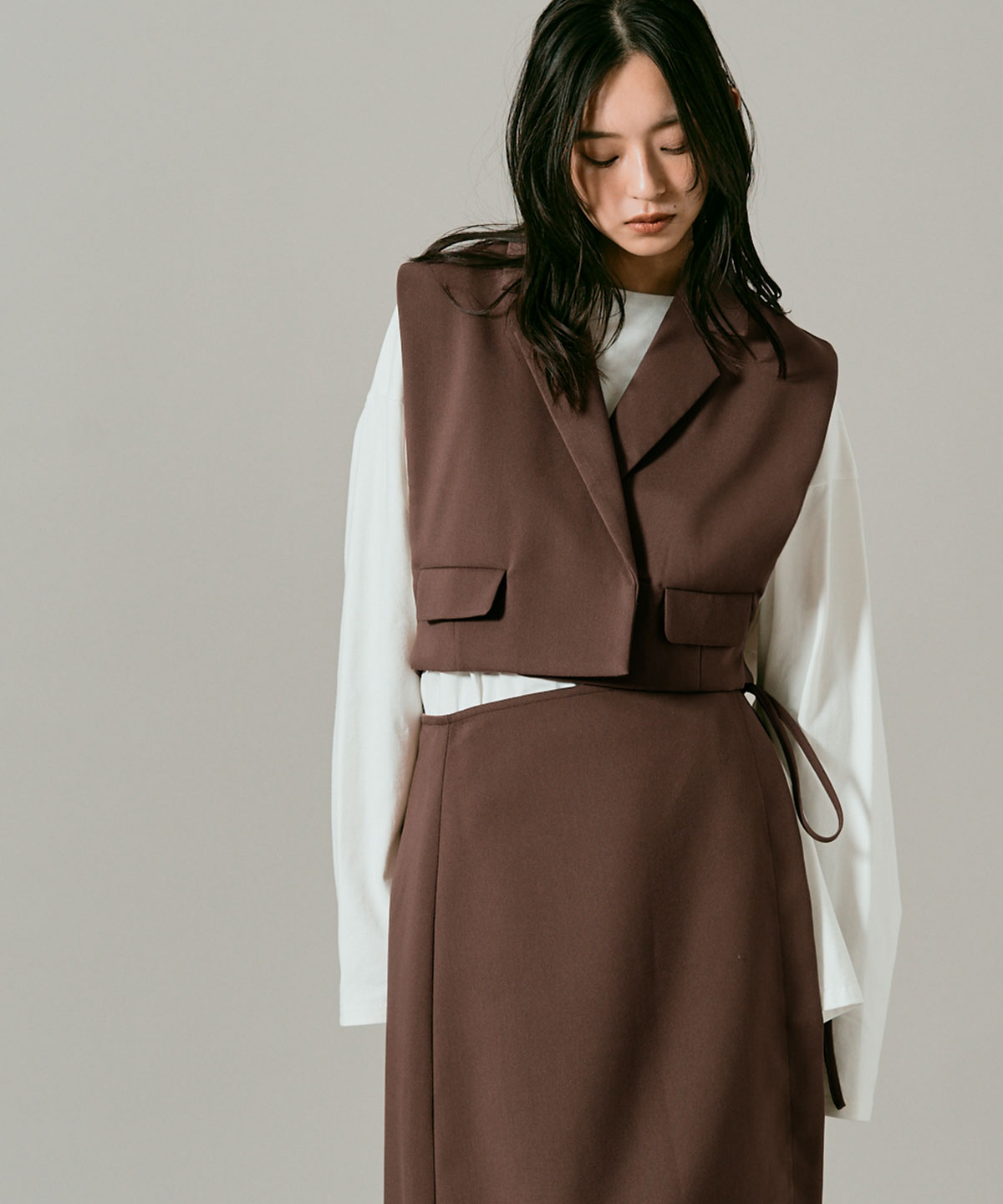 クラシカルツイルダブルショートベスト 全4色