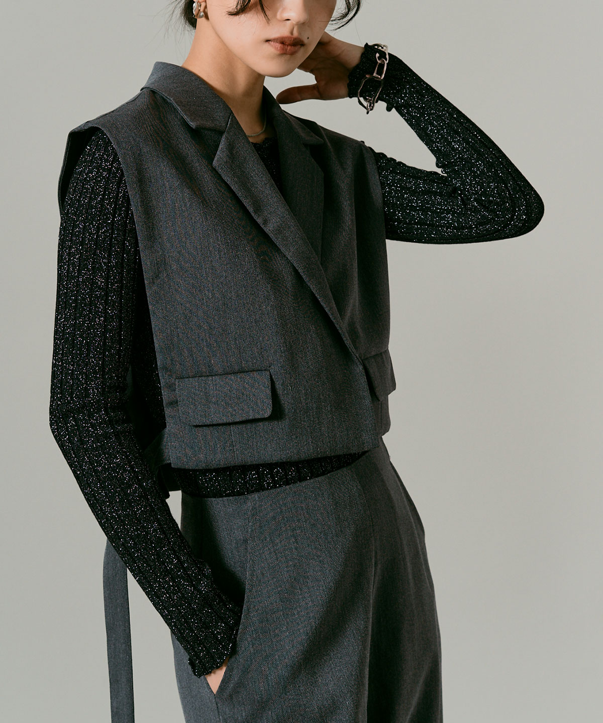 クラシカルツイルダブルショートベスト 全4色