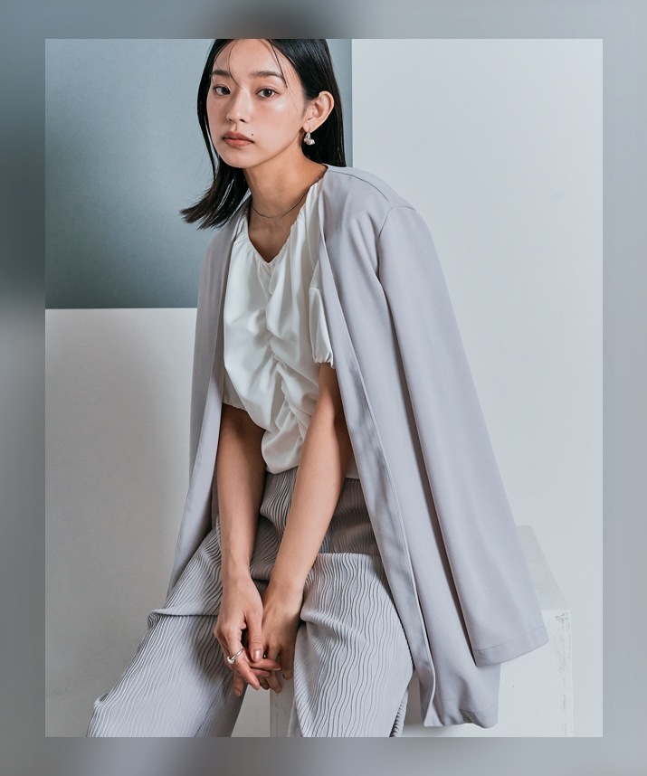 シャーリングハーフスリーブブラウス 全4色 2サイズ 【SALE】