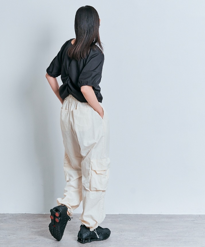 シャーリングハーフスリーブブラウス 全4色 2サイズ 【SALE】