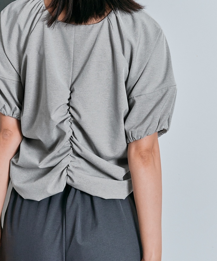 シャーリングハーフスリーブブラウス 全4色 2サイズ 【SALE】