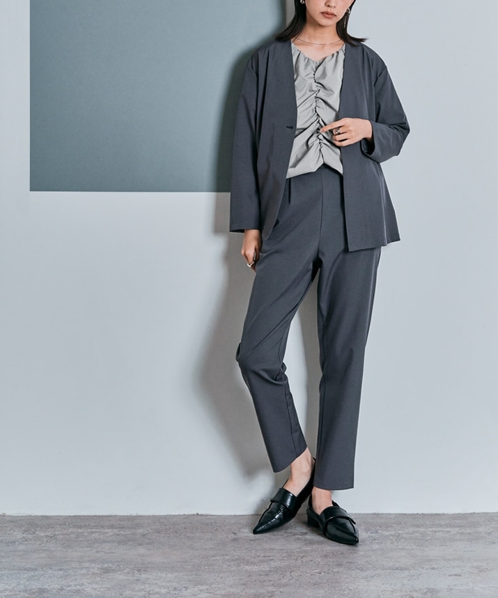 シャーリングハーフスリーブブラウス 全4色 2サイズ 【SALE】